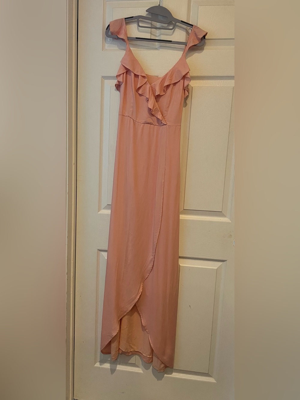 PAIGE Ruffle Maxi Dress Barbiecore Flowy Wrap Coquette Resort XS - Picture 2 of 14